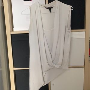 BCBG MaxAzria Asymmetrical White Draped Blouse XS